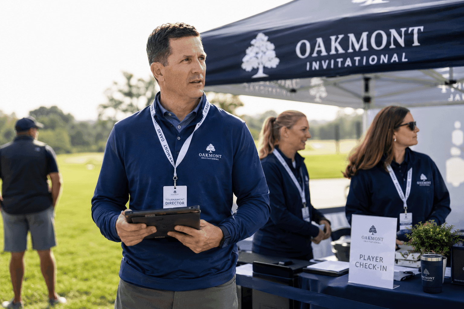 Tournament director running an event from a tablet